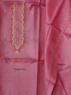 Flamingo-Pink-Mens-pure-silk-kurta-fabric at shilphaat.com