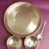 Handcrafted-Brass-Dinner-Plate,-bowls,-spoon-set at Shilphaat.com