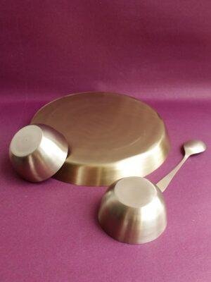 Handcrafted-Brass-Thali,-Katori,-spoon-set at Shilphaat.com