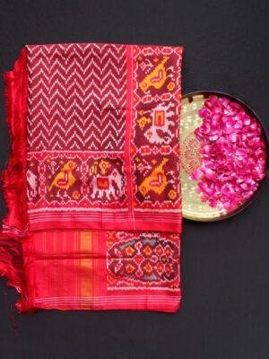 Maroon-Double-Ikat-Patola-Silk-Dupatta