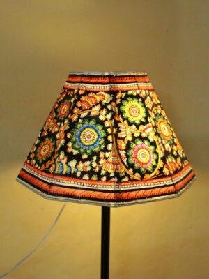 Multicolour-on-black-floral-Tholu-Bommalata-Lampshade
