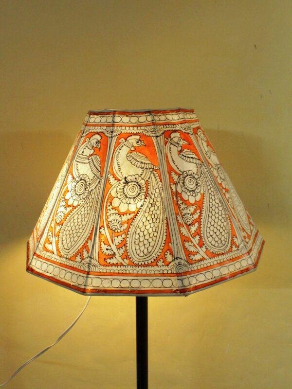 Orange-and-white-Tholu-Bommalata-Lampshade at Shilphaat.com