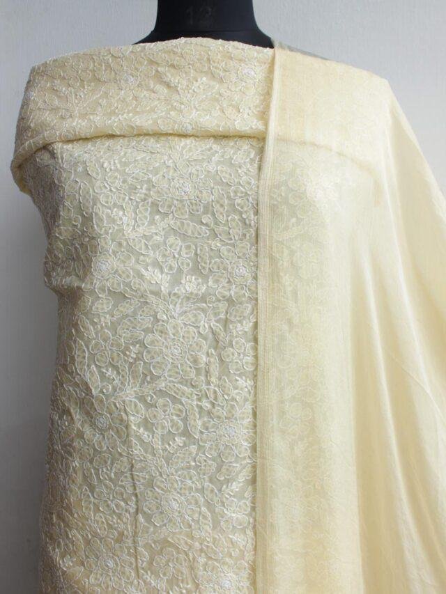 Pale-Yellow-chikankari-cotton-3pc-ladies-suit at Shilphaat.com