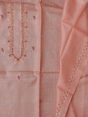Peach-Mens-pure-silk-kurta-fabric at Shilphaat.com