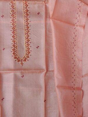 Peach-Orange-Mens-pure-silk-kurta-fabric at Shilphaat.com