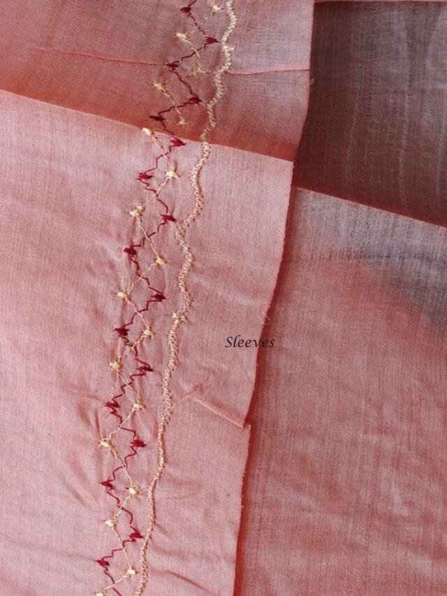Peach-Orange-gents-silk-kurta-fabric at Shilphaat.com