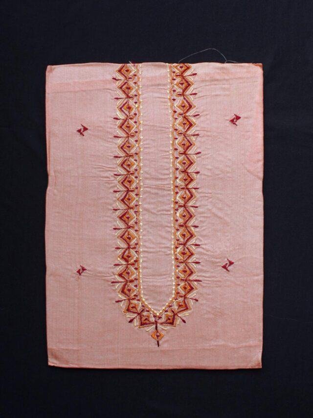 Peach-Orange-mens-silk-kurta-fabric at Shilphaat.com