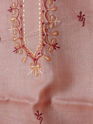 Peach-gents-tussar-silk-kuta-fabric at Shilphaat.com