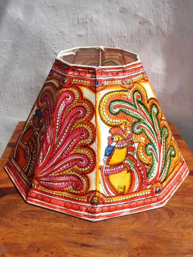 Peacocks-big-Leather-Lampshade at Shilphaat.com