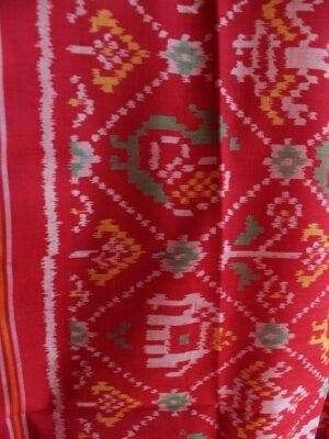 Red-Hathi-popat-Double-Ikat-Patan-Patola-pure-silk-Dupatta at Shilphaat.com