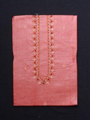 Rust-Orange-mens-silk-kurta-fabric at Shilphaat.com