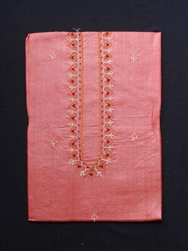 Rust-Orange-mens-silk-kurta-fabric at Shilphaat.com