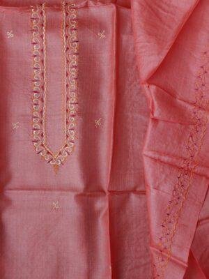 Rust-Orange-pure-silk-kurta-fabric-for-men at Shilphaat.com