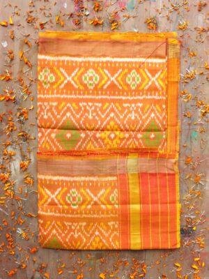 Rust-Orange-pure-silk-patan-patola-dupatta at Shilphaat.com