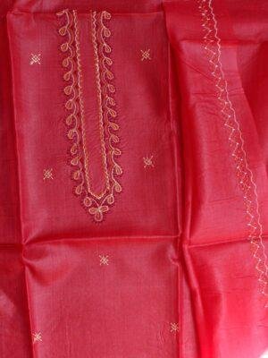 Sindoor-Red-Mens-pure-silk-kurta-fabric at Shilphaat.com