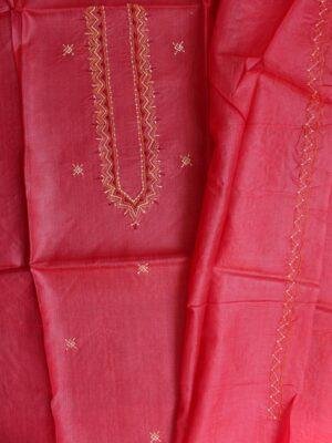 Sindur-Red-Mens-pure-silk-kurta-fabric at Shilphaat.com