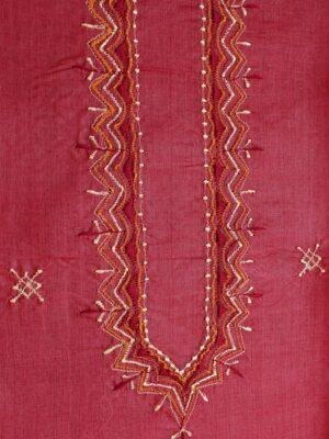 Sindur-Red-gents-tussar-silk-kuta-fabric at Shilphaat.com