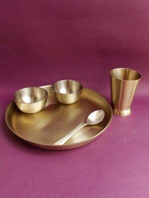 Traditional-glass-handcrafted-Brass-thali-set-of-5 at Shilphaat.com