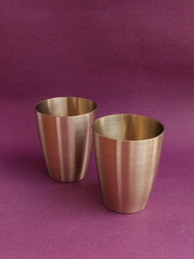 tapered-base-matt-finish-brass-tumbler-glass at Shilphaat.com