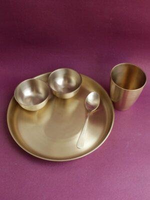 tapered-glass-handcrafted-brass-dinner-set-of-5 at Shilphaat.com
