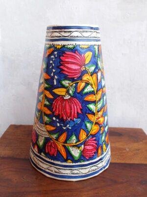 Blue-and-Pink-Lotus-tholu-bommalata-pendant-lamp at Shilphaat.com