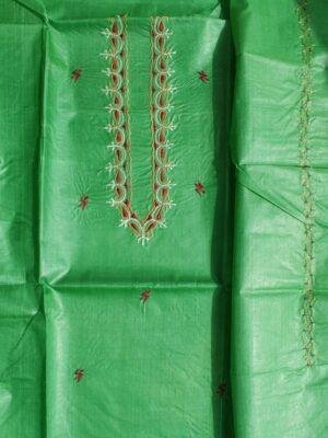 Emerald-Green-Mens-pure-silk-kurta-fabric at Shilphaat.com