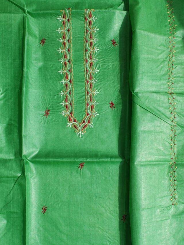 Emerald-Green-Mens-pure-silk-kurta-fabric at Shilphaat.com