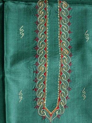 Forest-Green-gents-tussar-silk-kuta-fabric at Shilphaat.com