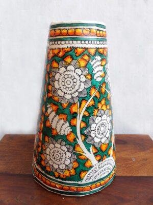 Green-and-Off-white-tholu-bommalata-pendant-lamp-at Shilphaat.com