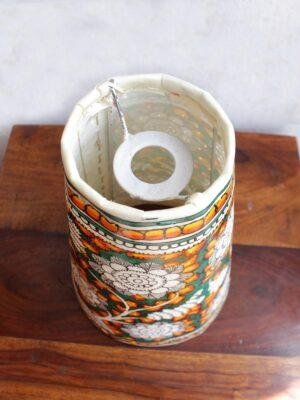 Green-and-off-white-Hanging-leather-lamp at Shilphaat.com