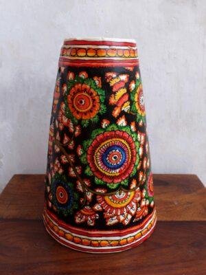 Multicolour-flower-on-Black-base-tholu-bommalata-pendant-lamp at shilphaat.com