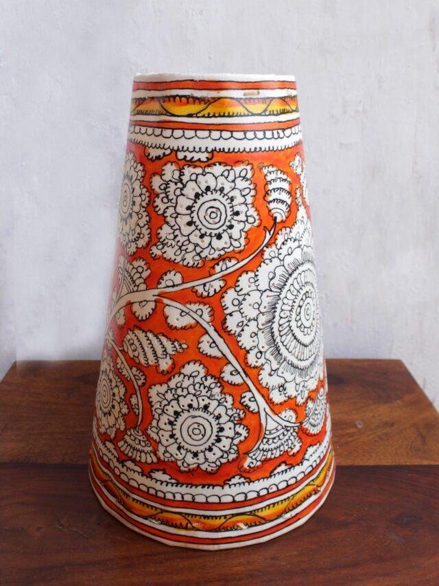 Orange-flowers-tholu-bommalata-pendant-lamp Shilphaat.com