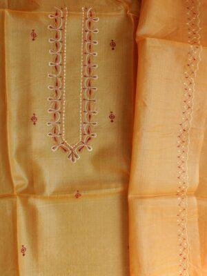 Turmeric-Yellow-Mens-pure-silk-kurta-fabric at Shilphaat.com