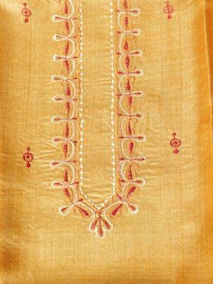 Turmeric-yellow-gents-tussar-silk-kuta-fabric at Shilphaat.com