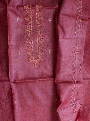 Wine-Red-Mens-pure-silk-kurta-fabric-Shilphaat