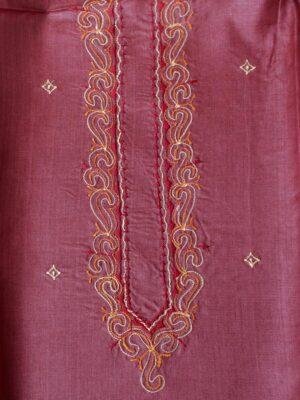 Wine-Red-gents-tussar-silk-kuta-fabric at shilphaat.com
