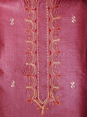 Wine-Red-gents-tussar-silk-kuta-fabric Shilphaat