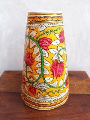 Yellow-and-Pink-lotus-Hanging-leather-lamp at Shilphaat