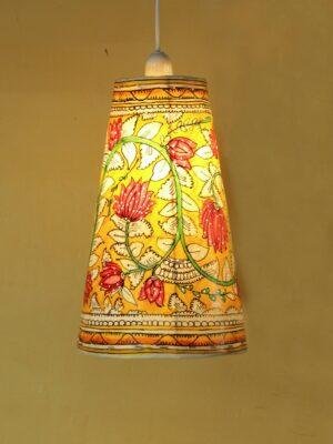 Yellow and-Pink-Lotus-tholu-bommalata-hanging-lamp-at Shilphaat.com