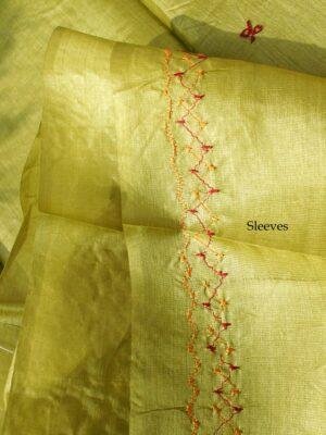 Yellowish-Green-gents-silk-kurta-fabric at Shilphaat.com
