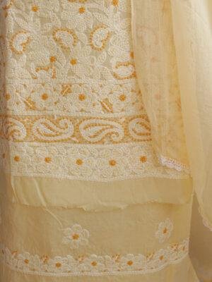 Beige-Yellow-chikankari-cotton-3pc-lucknowi-suit