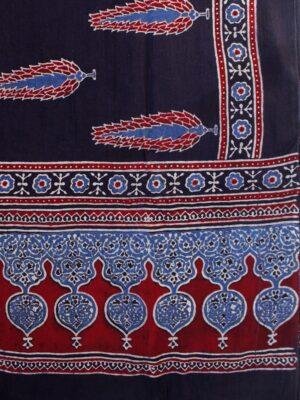 Black,-Blue,-Maroon-Ajrakh-block-printed-cotton-stole at Shilphaat.com