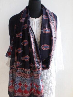 Black,-Blue,-Maroon-Ajrakh-cotton-Scarf at