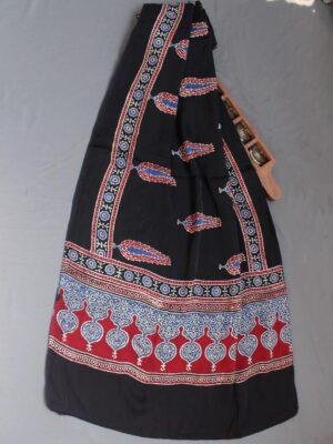 Black-and-Red-Modal-silk-Ajrakh-stole at Shilphaat.com