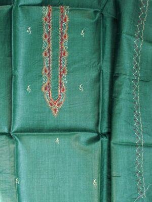 Dark-Emerald-Green-Mens-pure-silk-kurta-fabric at Shilphaat.com