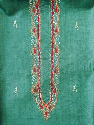 Dark-Emerald-Green-gents-tussar-silk-kuta-fabric at Shilphaat.com