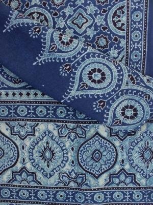 Indigo-Ajrakh-block-printed-cotton-scarf at Shilphaat.com