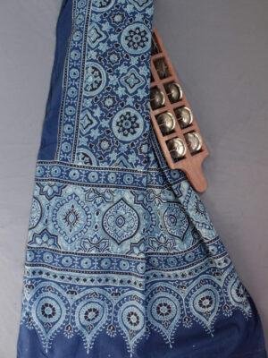 Indigo-Ajrakh-block-printed-cotton-stole at Shilphaat.com