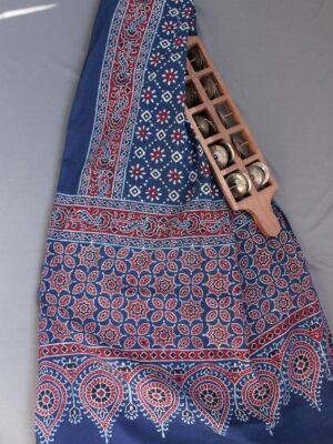 Indigo-and-red-Ajrakh-block-printed-cotton-stole at Shilphaat.com