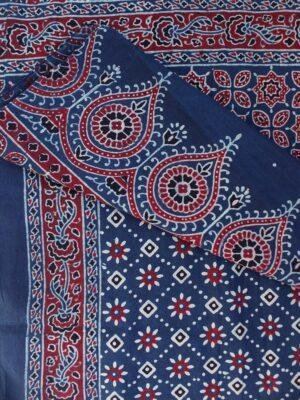 Indigo-ar-Red-Ajrakh-block-printed-cotton-stole at shilphaat.com